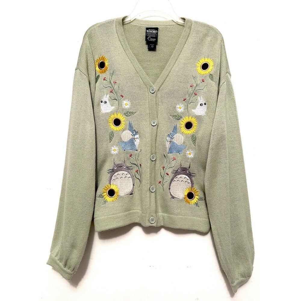 Her Universe Studio Ghibli My Neighbor Totoro Girls Slouch Cardigan Green Large